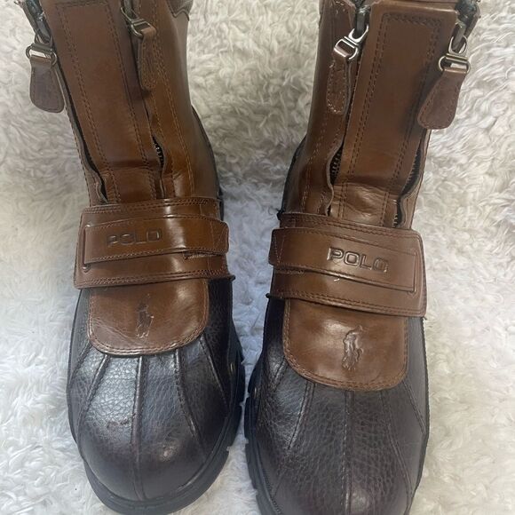 Polo Ralph Lauren Men's Darrance Ankle Boot, Tan/ Black SZ13D - Picture 9 of 13